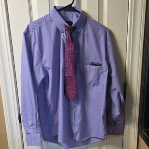 Kids Purple Button Down Shirt with Tie